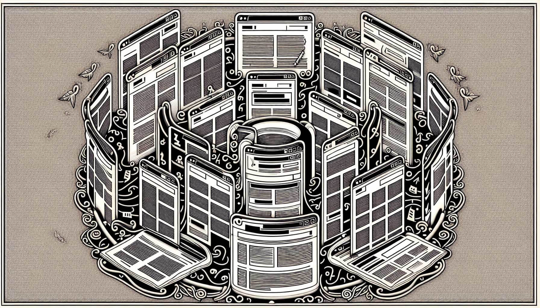 Illustration of website pages competing for the same keywords