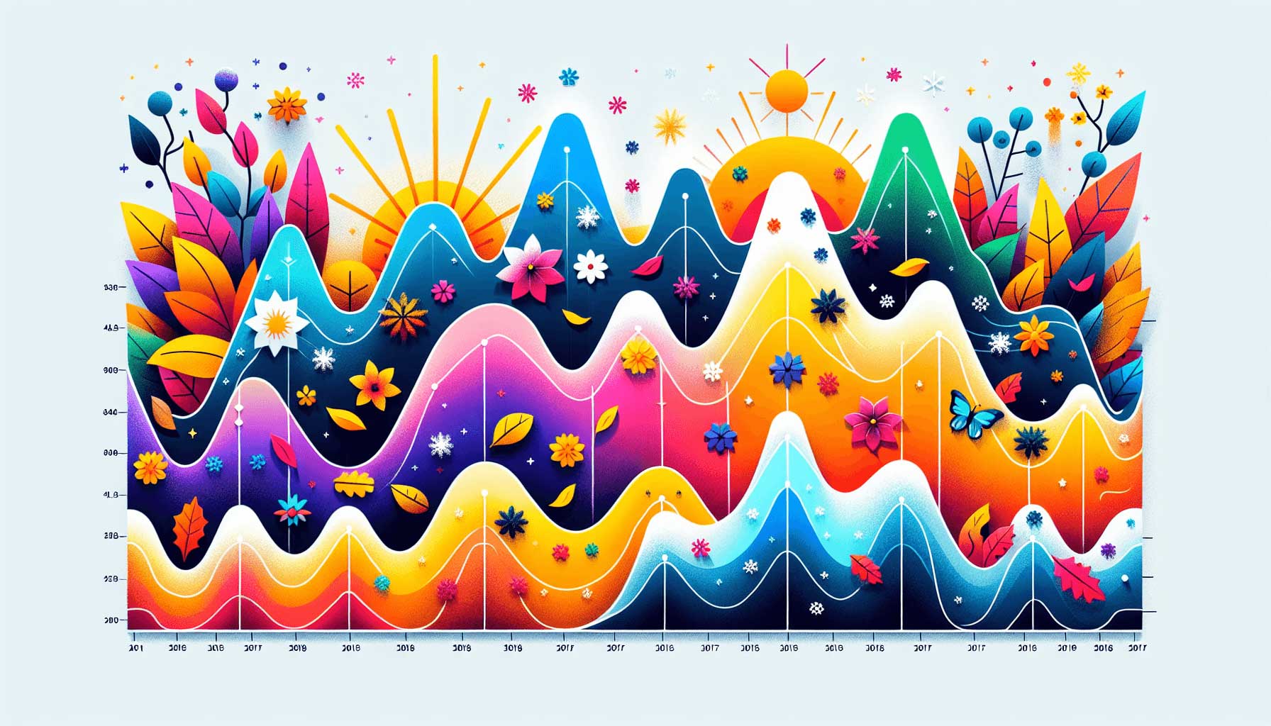 A seasonal chart showing traffic trends over a year, highlighting fluctuations.
